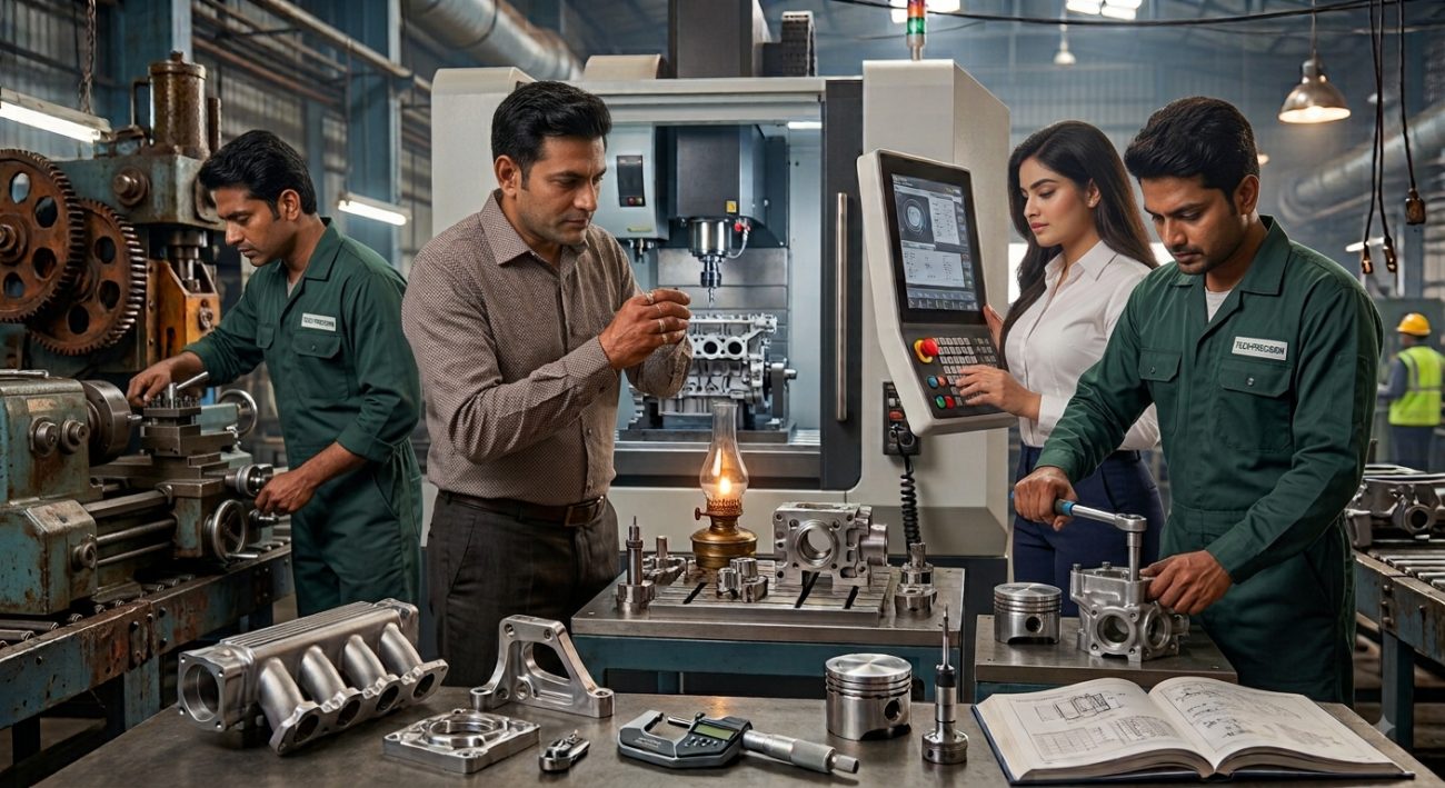 Ved Consulting practitioners working alongside an operating team on the shop floor